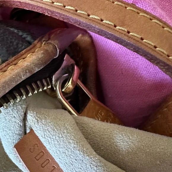 Louis Vuitton Monogram Canvas Shoulder Bag with Tan Leather Trim - Picture 10 of 14